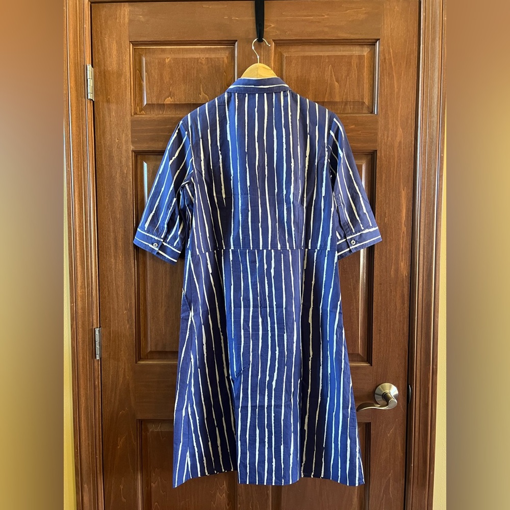 Marimekko Shirt Dress Piccolo Stripes Blue and White Size 40 (Medium) - Picture 6 of 15